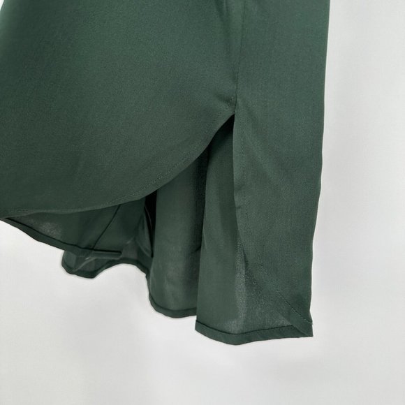 Quince Forest Green Stretch Silk Shirt Dress sz S Small Women's Long Sleeve - Picture 3 of 4